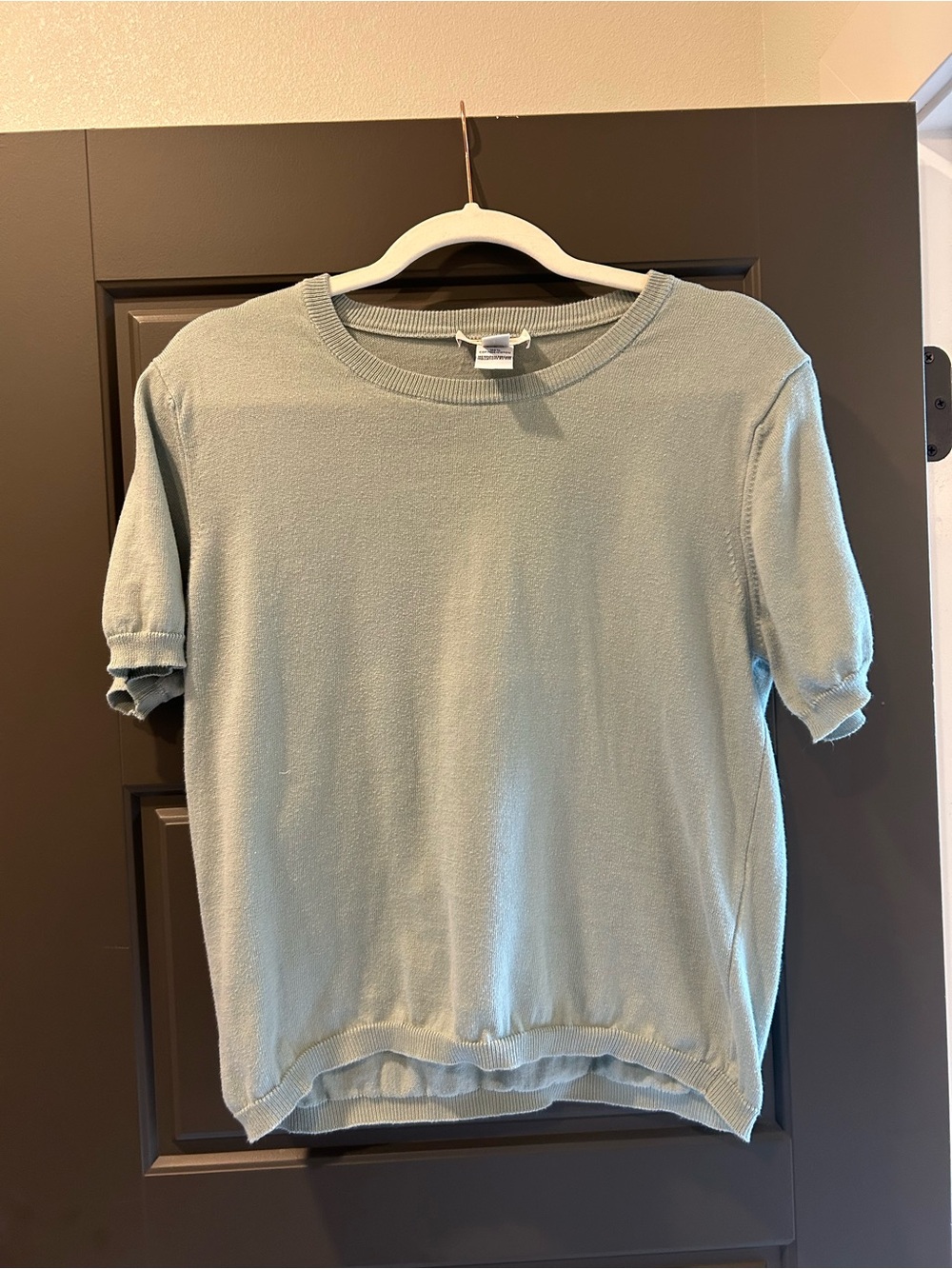 Talbots Petite Sage Green Knit Short Sleeve Top